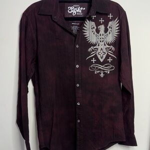 Eighty NEW Eight Men's Dark Red Shirt with Silver Eagle Design